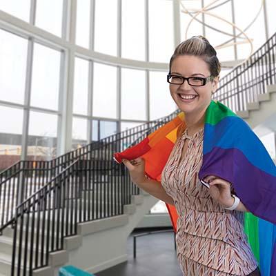 Woman with Rainbow Flag